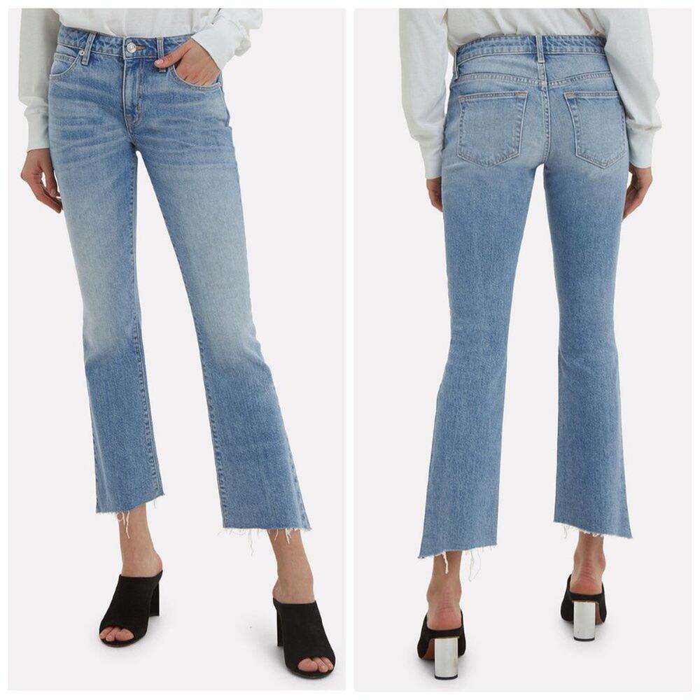 SLVRLAKE Scarlett Kick Flare Jeans Raw Hem Light Wash